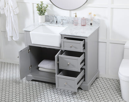 42 inch Single bathroom vanity in grey with backsplash