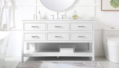 60 inch Single bathroom vanity in white