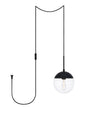 Eclipse 1 Light Black plug in pendant With Clear Glass