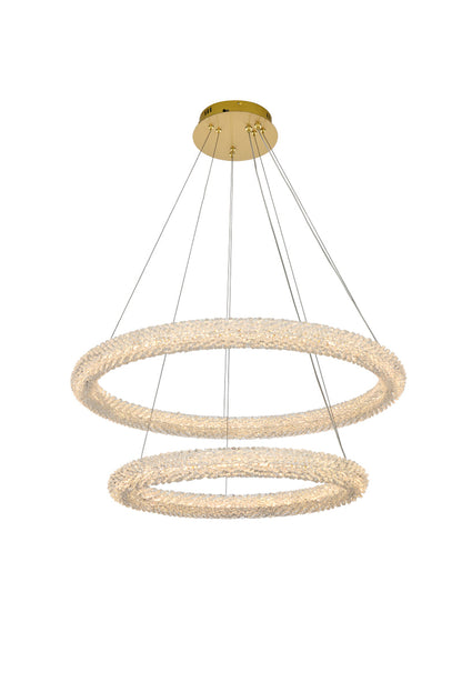 Bowen 32 inch Adjustable LED Chandelier in Satin Gold