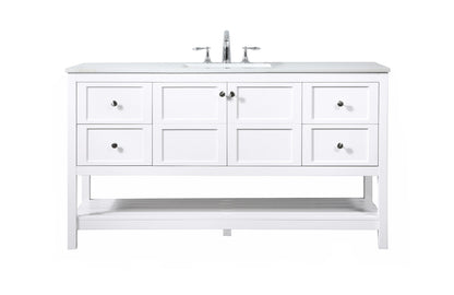 60 inch Single bathroom vanity in white