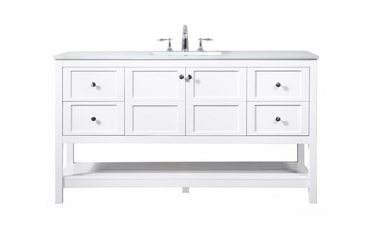 60 inch Single bathroom vanity in white