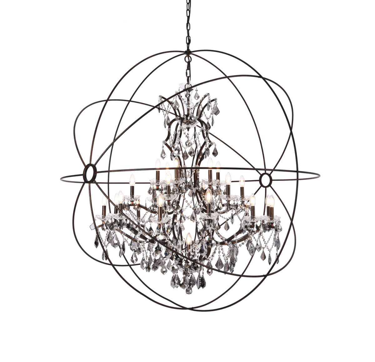 Geneva 25 light Dark Bronze Chandelier Silver Shade (Grey) Royal Cut crystal