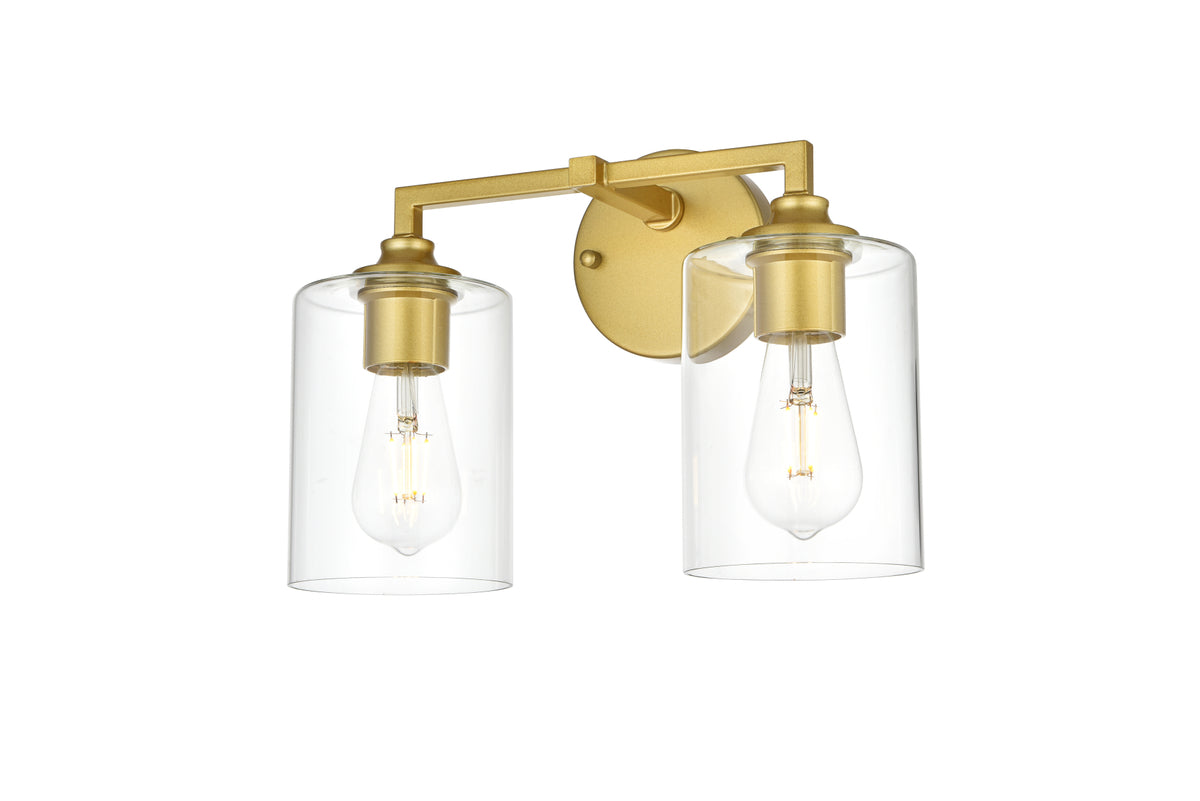 Mayson 2 light Brass and Clear Bath Sconce