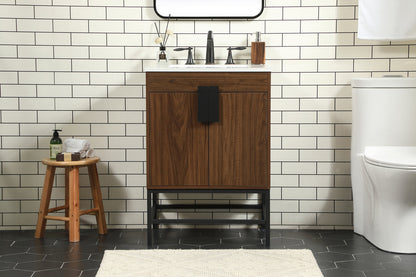 24 inch Single bathroom vanity in walnut