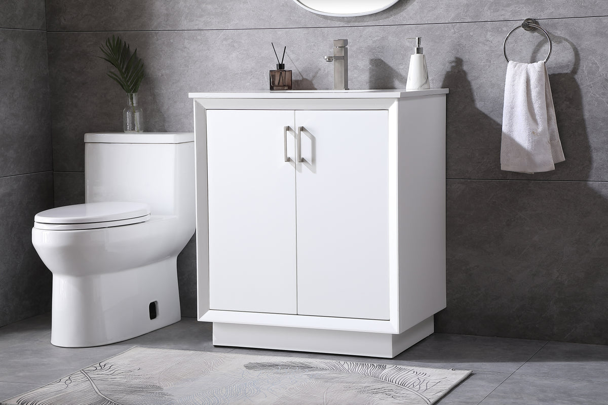 30 Inch SIngle Bathroom Vanity In White