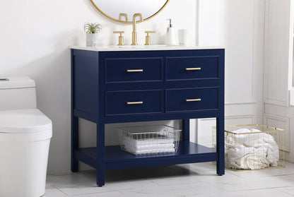 36 inch Single bathroom vanity in blue