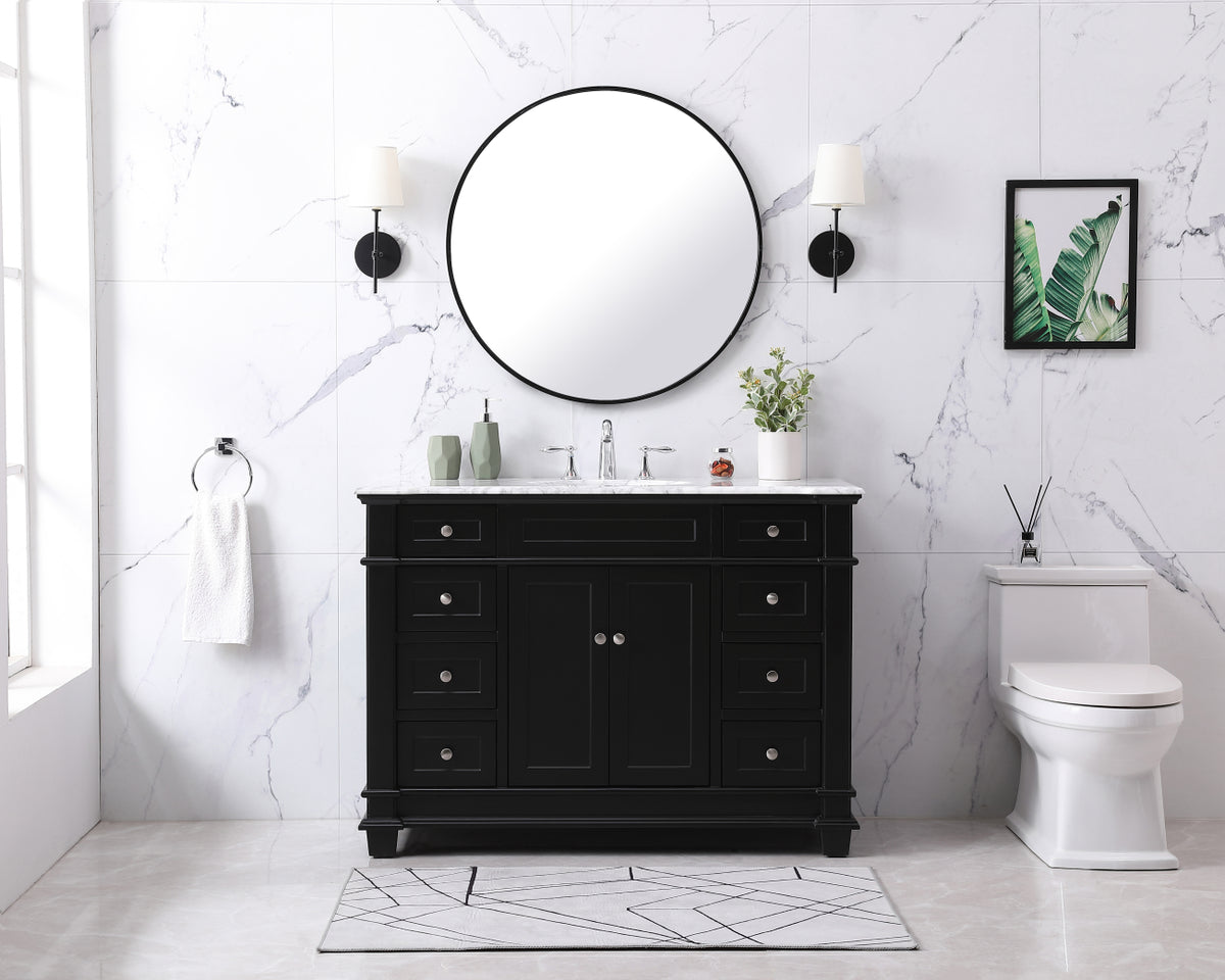 48 inch Single bathroom vanity set in black