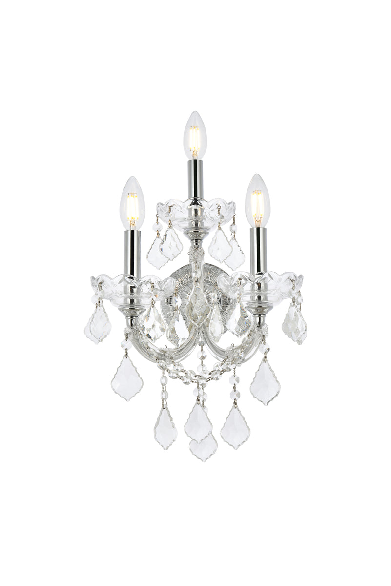 Maria Theresa 3 light Chrome Wall Sconce Clear Royal Cut Crystal