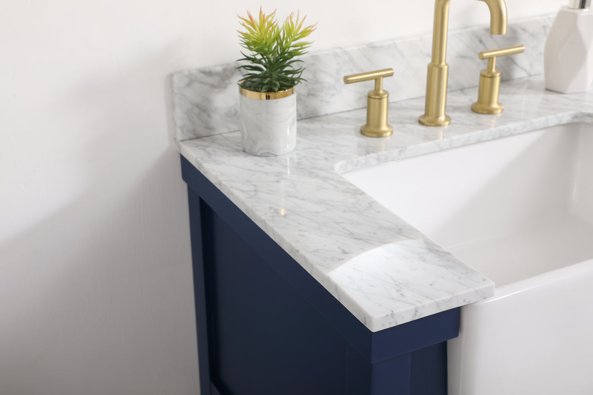 30 inch Single bathroom vanity in blue with backsplash