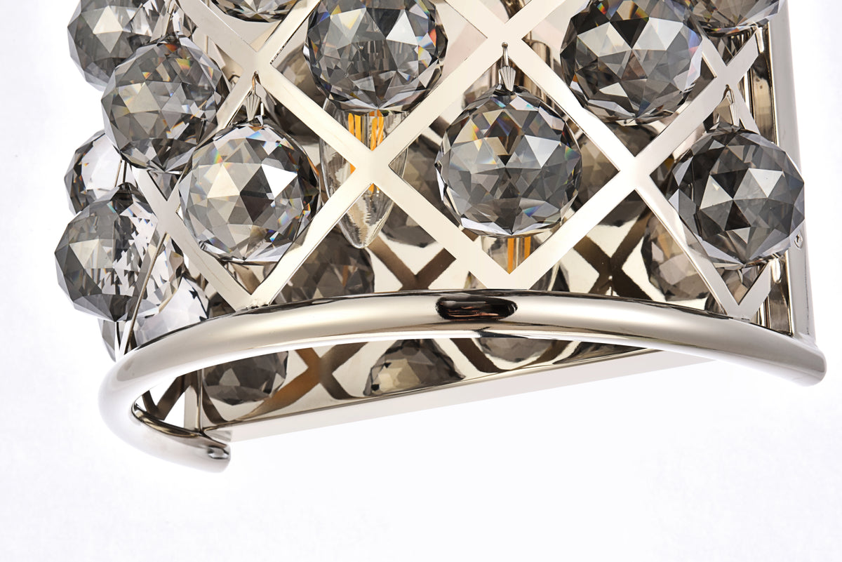 Madison 1 light polished Nickel Wall Sconce Silver Shade (Grey) Royal Cut Crystal