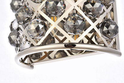 Madison 1 light polished Nickel Wall Sconce Silver Shade (Grey) Royal Cut Crystal