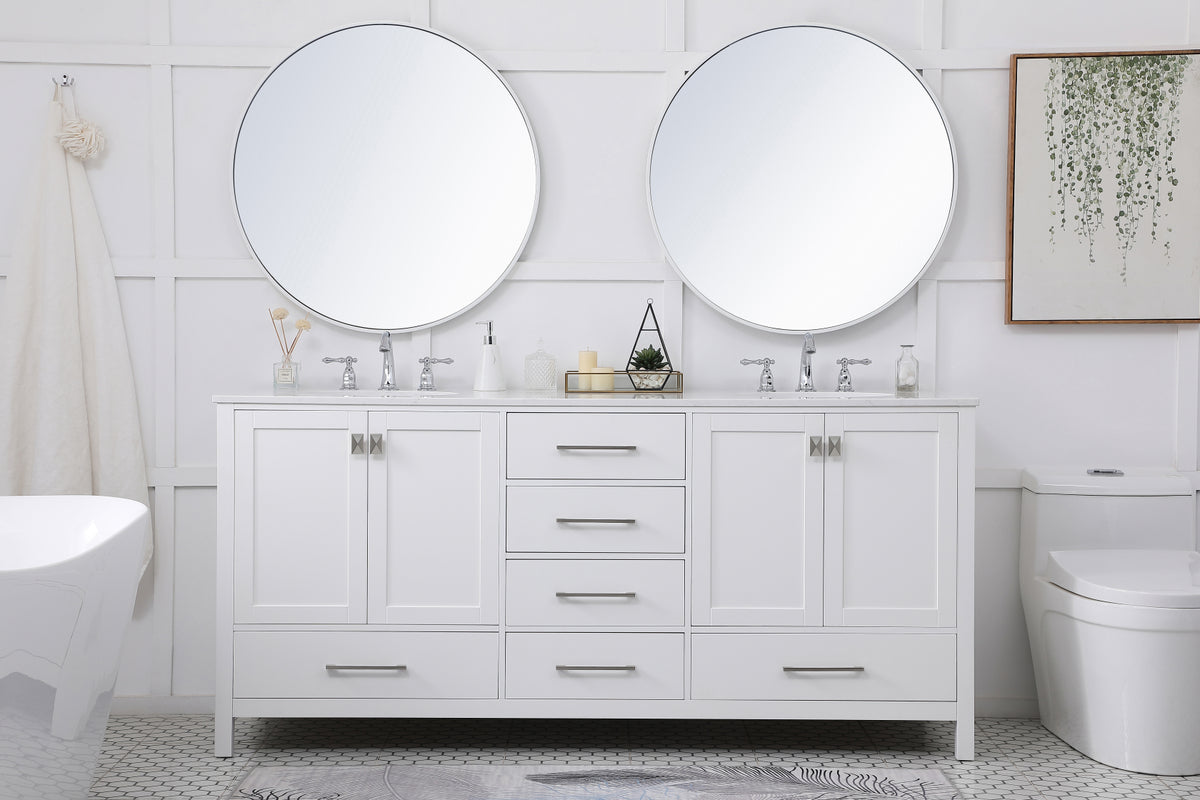 72 inch Double Bathroom Vanity in White