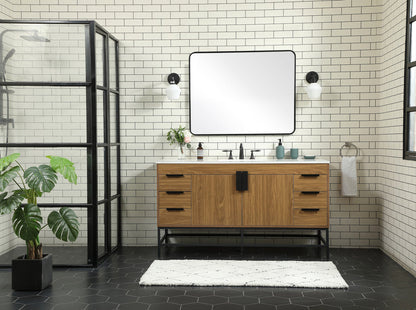 60 inch Single bathroom vanity in walnut brown