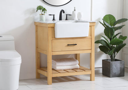 30 inch Single bathroom vanity in natural wood