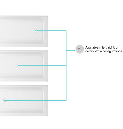 60x32 inch Single threshold shower tray left drain in glossy white