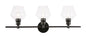 Gene 3 light Black and Clear glass Wall sconce