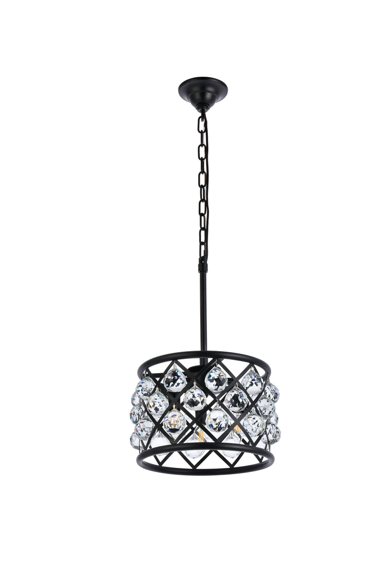 Madison 3 light Matte Black Pendant Clear Royal Cut Crystal