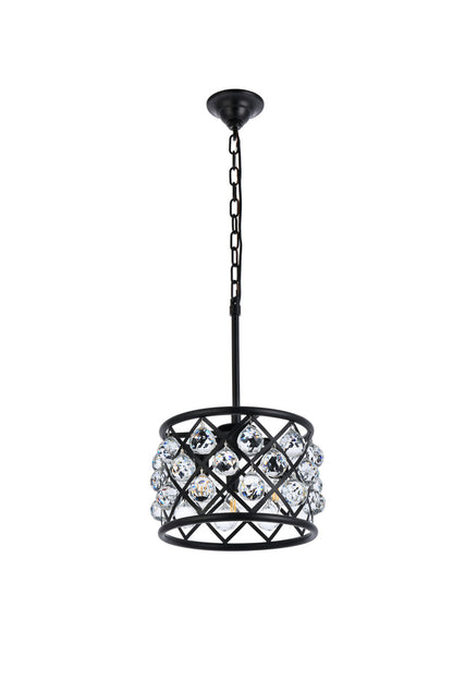 Madison 3 light Matte Black Pendant Clear Royal Cut Crystal