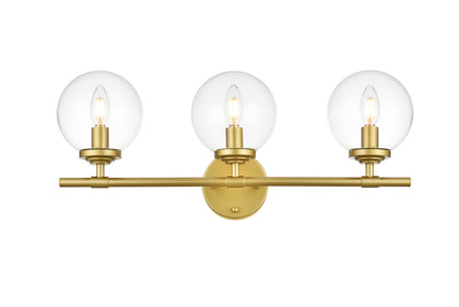 Ingrid 3 light Brass and Clear Bath Sconce