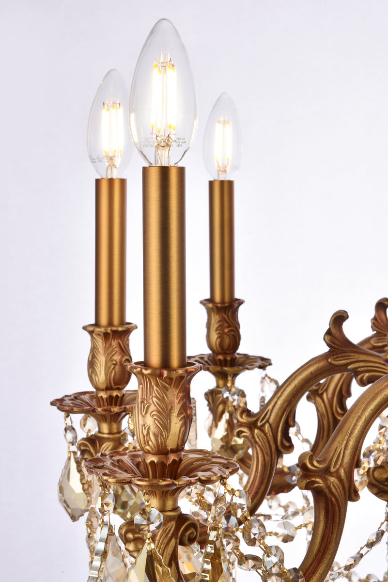 Rosalia 10 light French Gold Chandelier Golden Teak (Smoky) Royal Cut Crystal