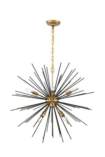 Timber 8 light Brass and Black pendant