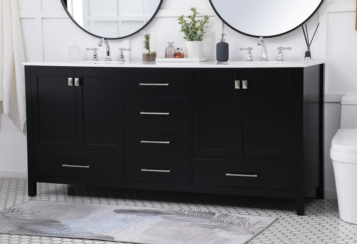 72 inch Double Bathroom Vanity in Black