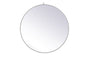 Metal frame round mirror with decorative hook 39 inch in silver