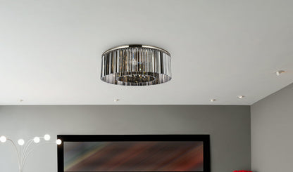 Sydney 10 light polished nickel Flush Mount Silver Shade (Grey) Royal Cut Crystal