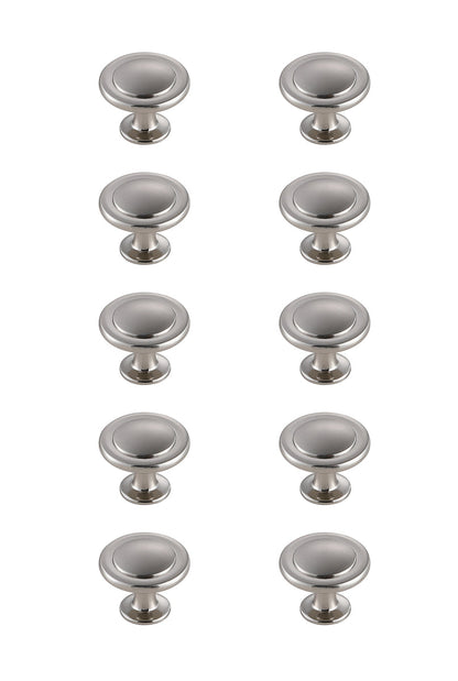 Logyn 1.3" Diameter Brushed Nickel Mushroom Knob Multipack (Set of 10)