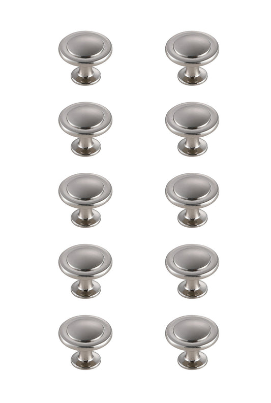 Logyn 1.3" Diameter Brushed Nickel Mushroom Knob Multipack (Set of 10)