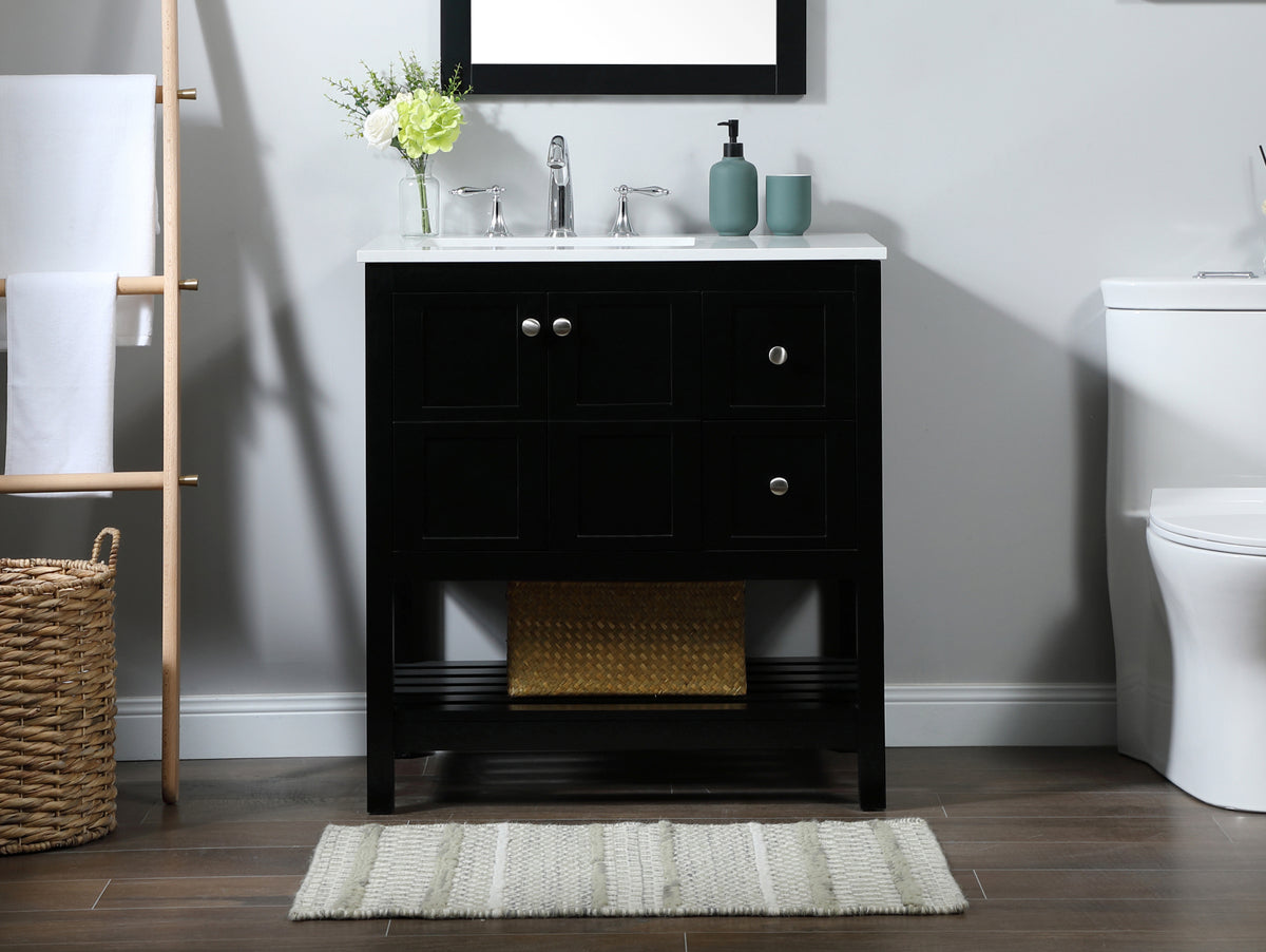 32 inch Single bathroom vanity in black