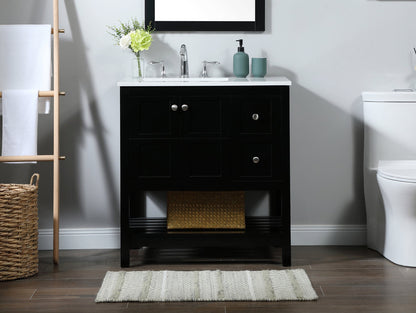 32 inch Single bathroom vanity in black