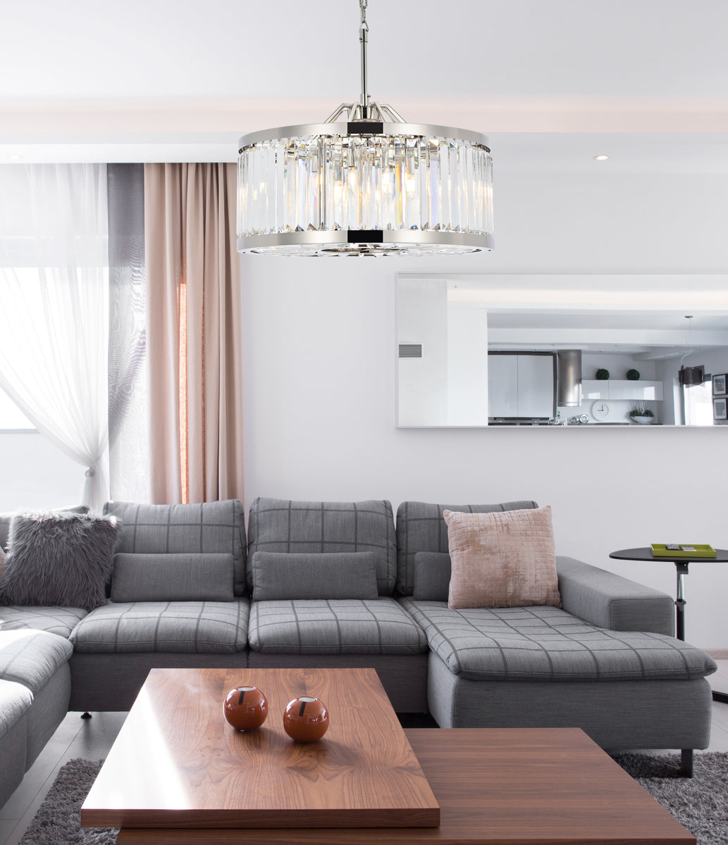 Chelsea 8 light polished nickel Chandelier Clear Royal Cut Crystal