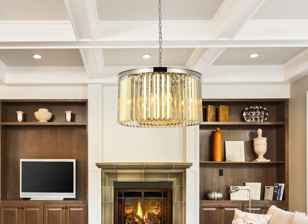 Sydney 8 light polished nickel Chandelier Golden Teak (Smoky) Royal Cut Crystal