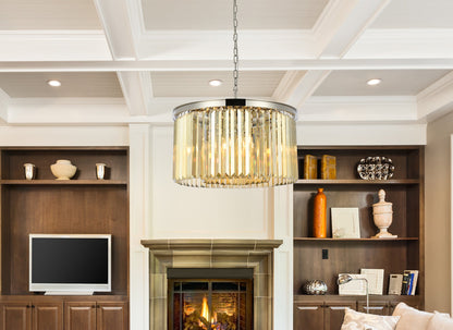 Sydney 8 light polished nickel Chandelier Golden Teak (Smoky) Royal Cut Crystal