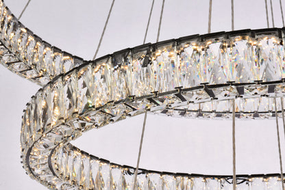 Monroe 41 inch LED triple ring chandelier in black
