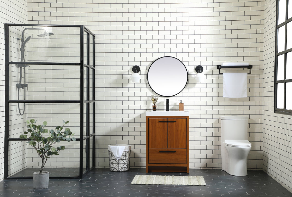 24 inch Single bathroom vanity in Teak