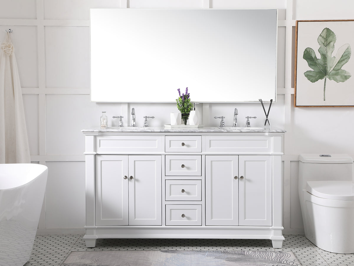 60 inch Double Bathroom Vanity set in White