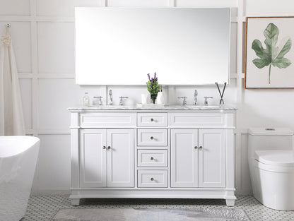 60 inch Double Bathroom Vanity set in White