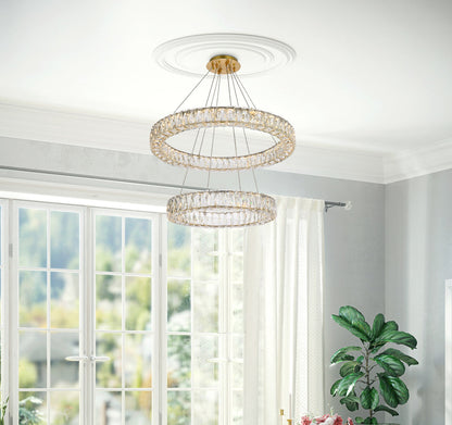 Monroe 28 inch LED double ring chandelier in gold