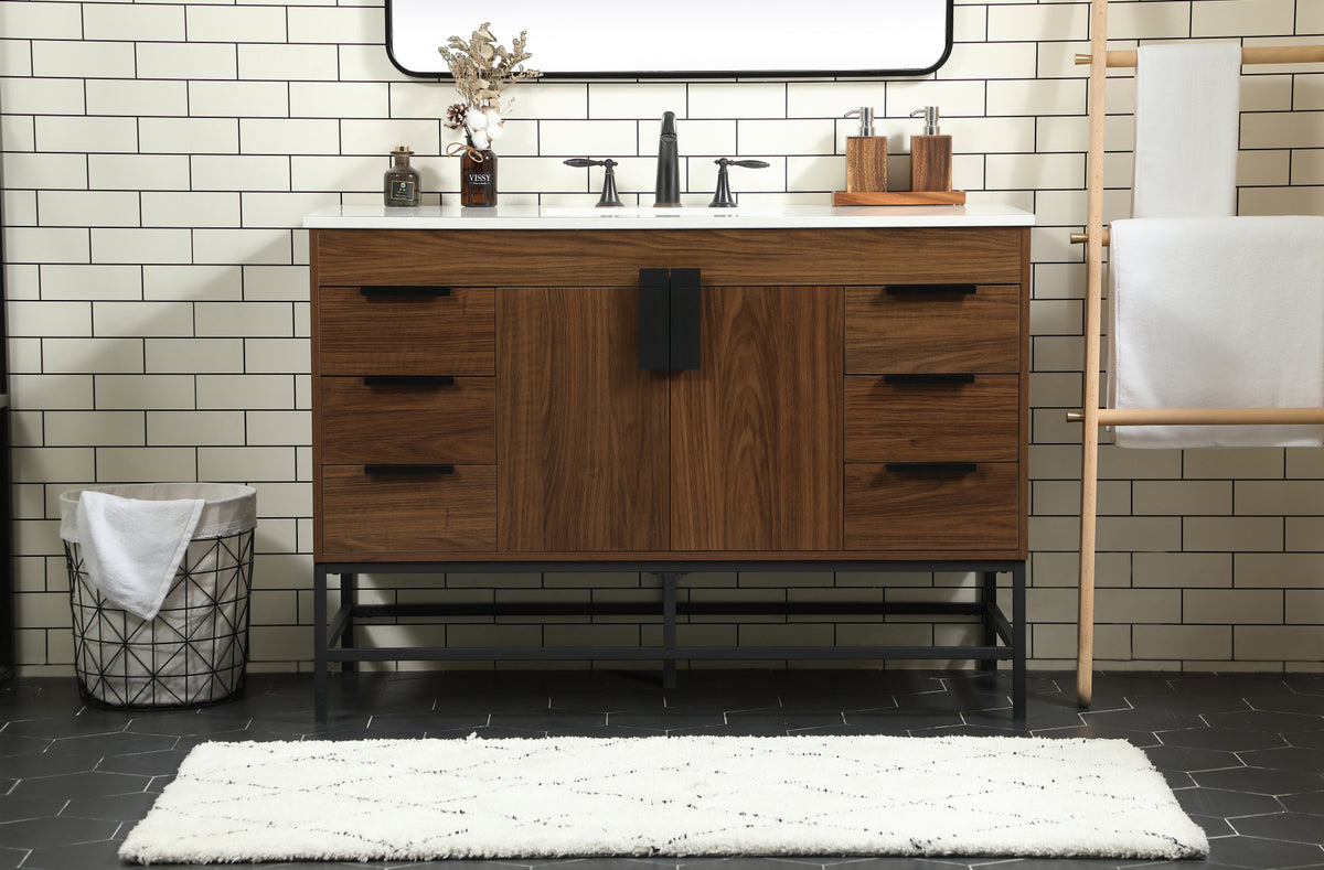 48 inch Single bathroom vanity in walnut