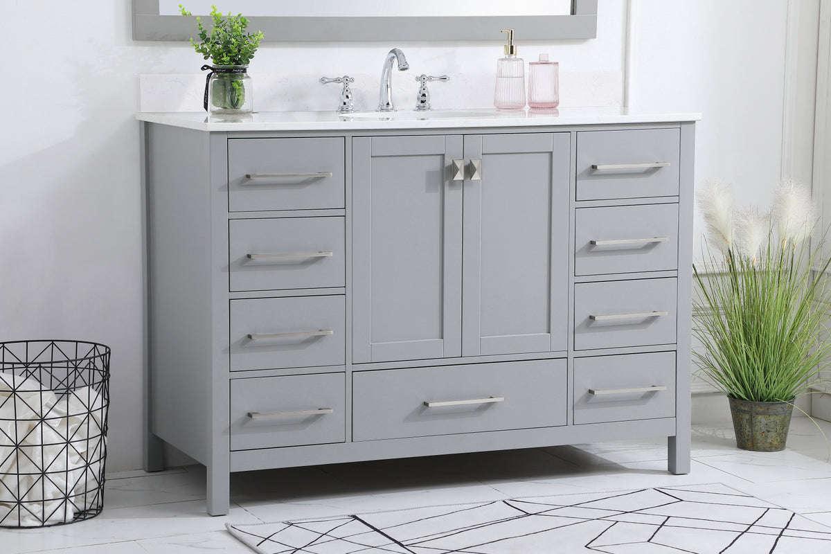 48 inch Single Bathroom Vanity in Gray with Backsplash