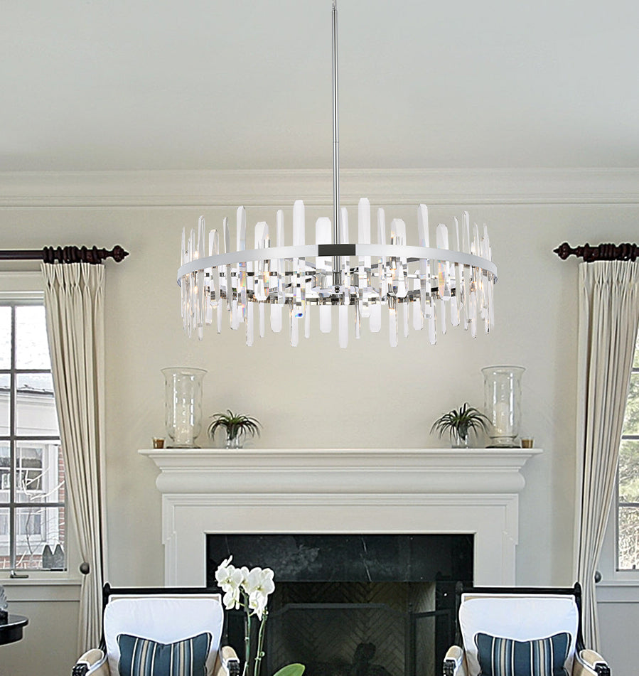 Serena 36 inch crystal round chandelier in chrome