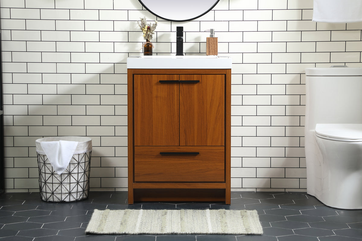 24 inch Single bathroom vanity in Teak
