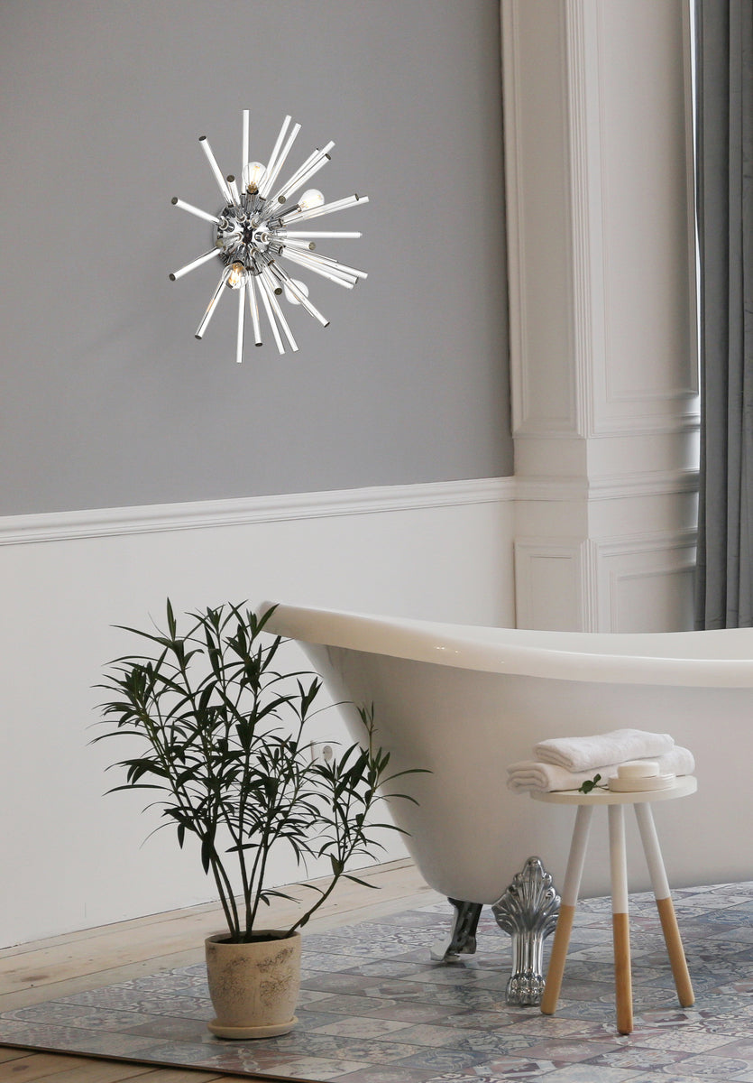 Sienna 18 inch crystal rod wall sconce in chrome