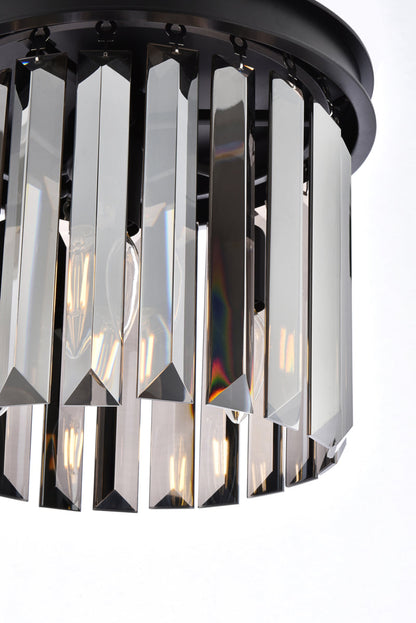 Sydney 3 light Matte Black Pendant Silver Shade (Grey) Royal Cut Crystal