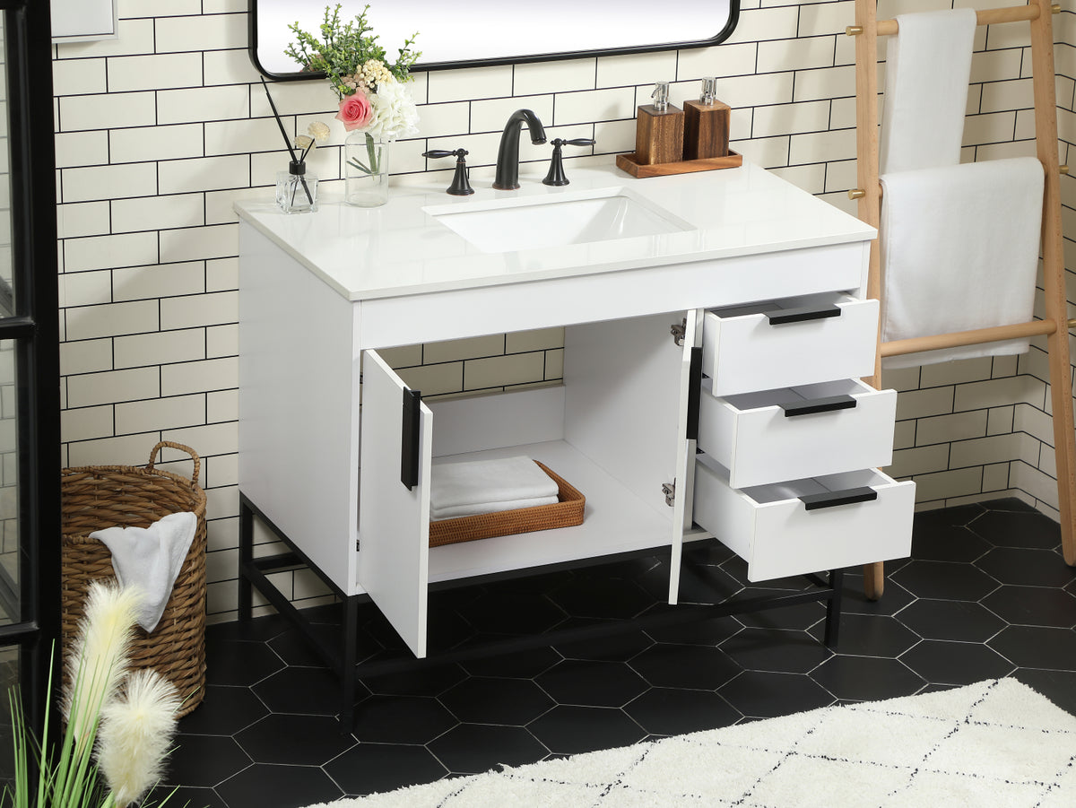 42 inch Single bathroom vanity in white