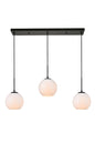 Baxter 3 Lights Black Pendant With Frosted White Glass