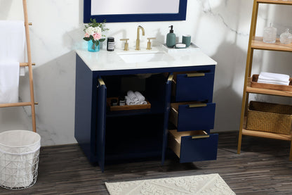 42 inch Single bathroom vanity in blue